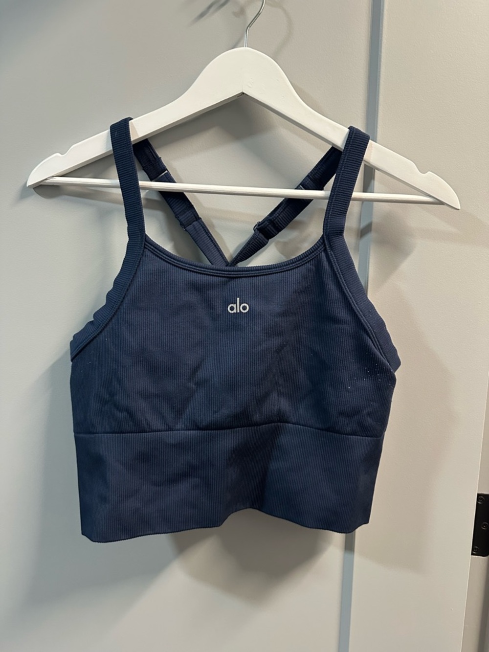 ALO Yoga Navy Ribbed Strappy Sports Tank